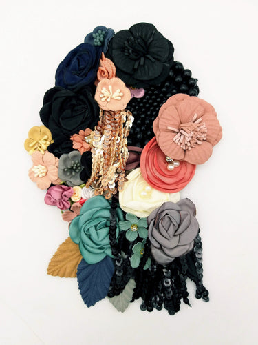 Handcrafted Multicolor Floral Applique With Sequins Fringe Tassel